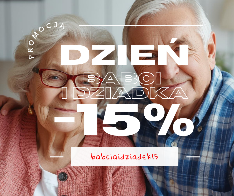 grafika o zniżce -15% z okazji dnia babci i dnia dziadka