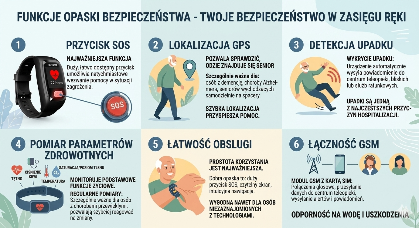 Najlepsza teleopieka dla seniora - Funkcje opaski