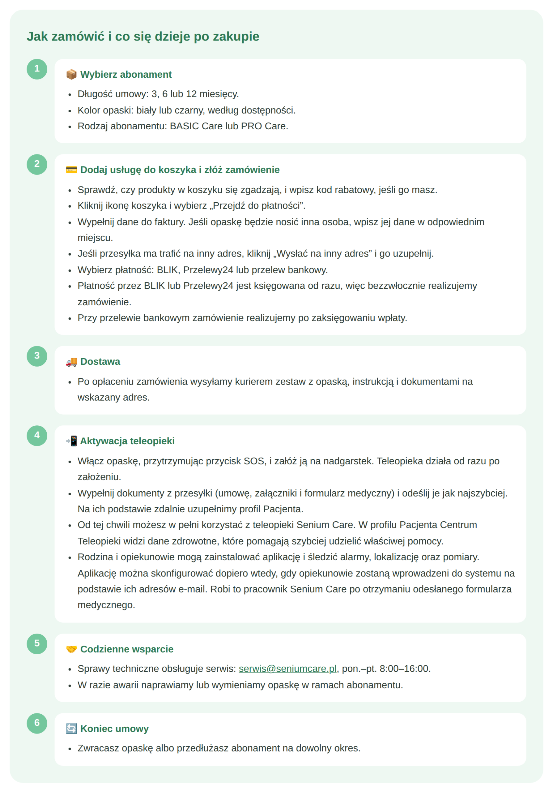 jak zamówić opaskę senium care