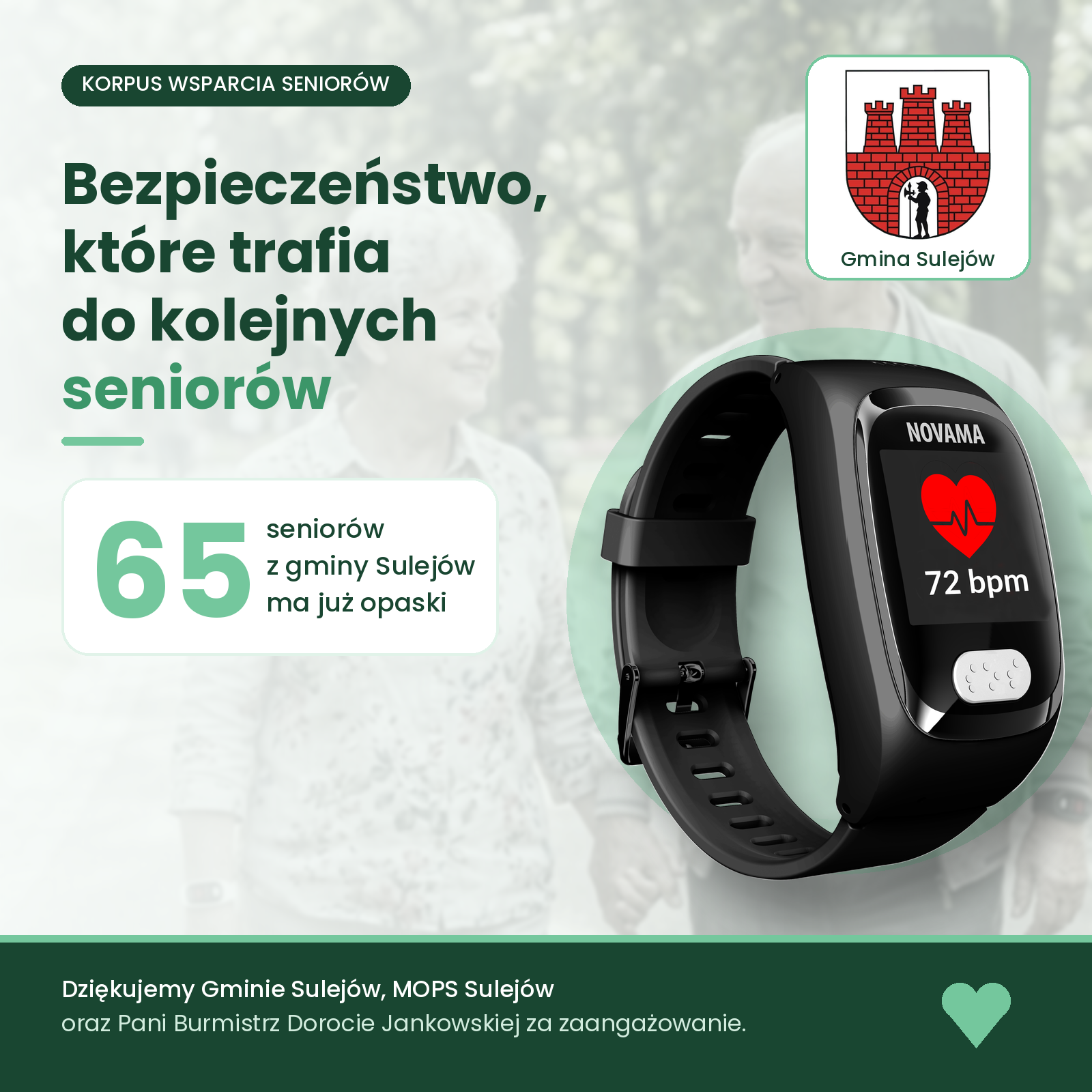Korpus Wsparcia Seniorów w Sulejowie. Opaski dla seniorów Sulejów.